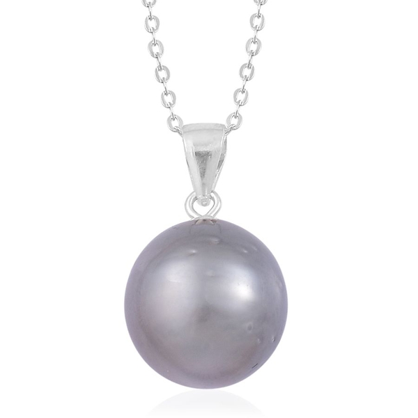 Tahitian Pearl Pendant With Chain in Rhodium Plated Sterling Silver