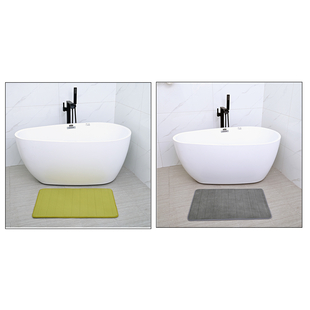 Set of 2 Anti Slip Bath Mat - Light Green and Grey