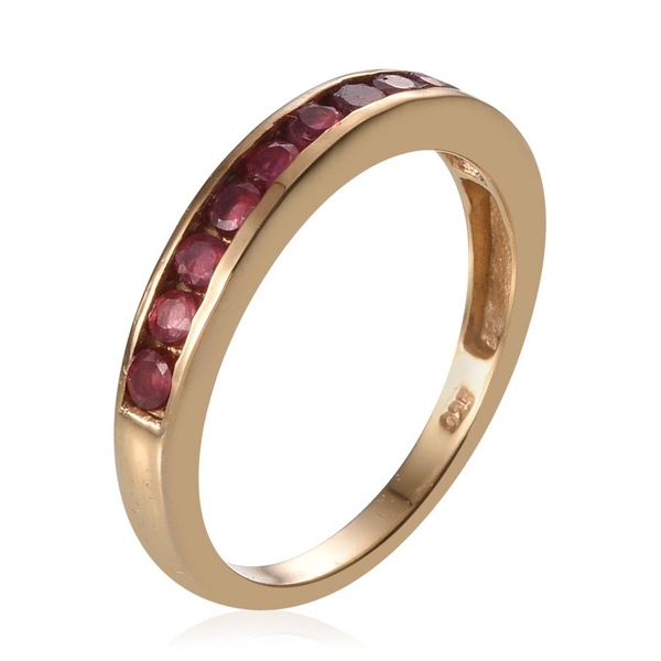 African Ruby (Rnd) Half Eternity Band Ring in 14K Gold Overlay Sterling Silver 1.000 Ct.