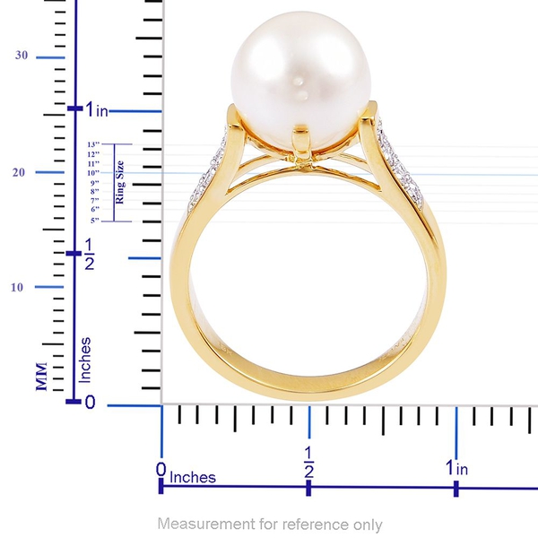 ILIANA AAA South Sea White Pearl (10-10.5mm) and Diamond (SI/G-H) Ring in 18K Gold