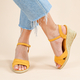 LA MAREY Open Toe High Heels Espadrilles Sandals (Size 3) - Yellow