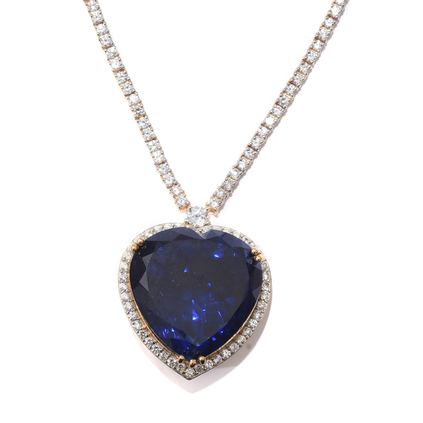 82.75 Ct Ceylon Color Quartz and Cambodian Zircon Necklace in Gold Plated Sterling Silver 29.91 Gms