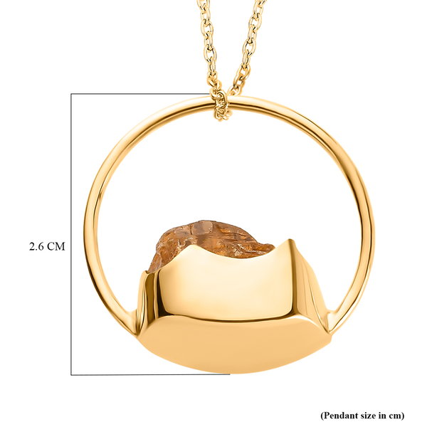 Citrine Circle Pendant with Chain (Size 20) in Yellow Gold Overlay Sterling Silver 13.24 Ct.
