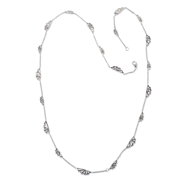 LucyQ Art Deco Necklace (Size 32) in Rhodium Plated Sterling Silver 26.21 Gms.