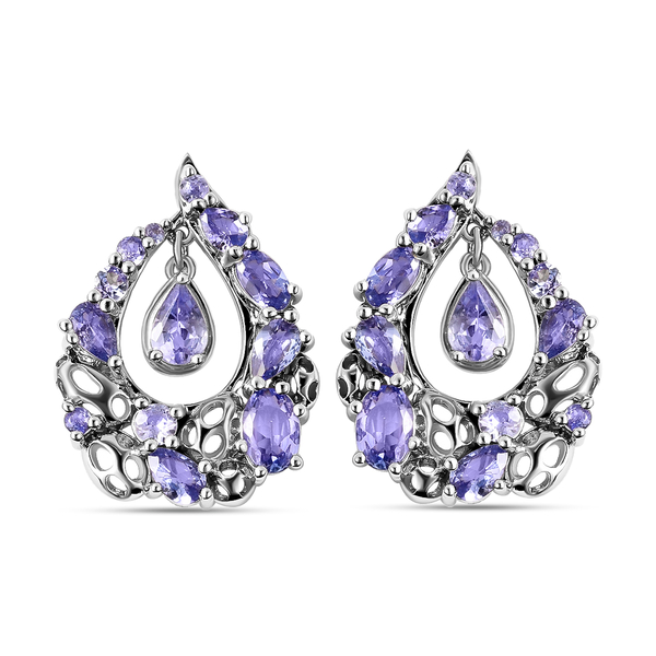 RACHEL GALLEY Misto Collection - Tanzanite Lattice Earrings (with Push Back) in Rhodium Overlay Ster