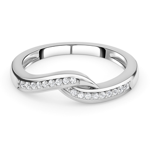 Diamond Ring in Platinum Overlay Sterling Silver 0.100  Ct.