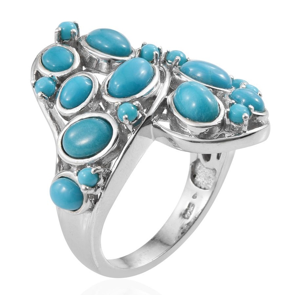 Arizona Sleeping Beauty Turquoise (Ovl) Ring in Platinum Overlay Sterling Silver 4.000 Ct.
