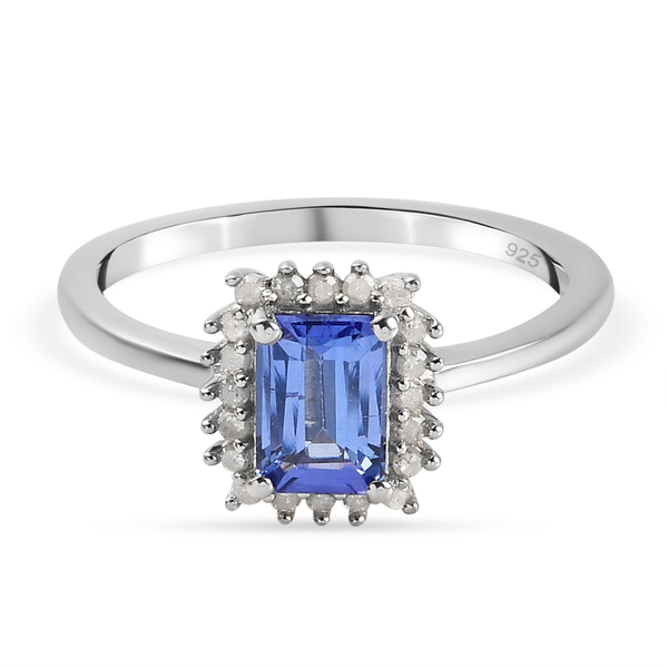 One Time Deal- AAA Tanzanite (Oct 1.00 Cts) and Diamond Ring in Sterling Silver 1.15 Ct.
