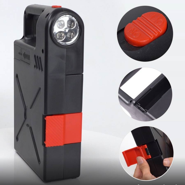 Portable Flashlight Jerry Can Design Tool Box (Inclds. 1pc Handle, 1pc Prolong Bar, 4pcs Precision Screwdrivers, 8pcs Sockets, and 10pcs Bits)- Red and Black