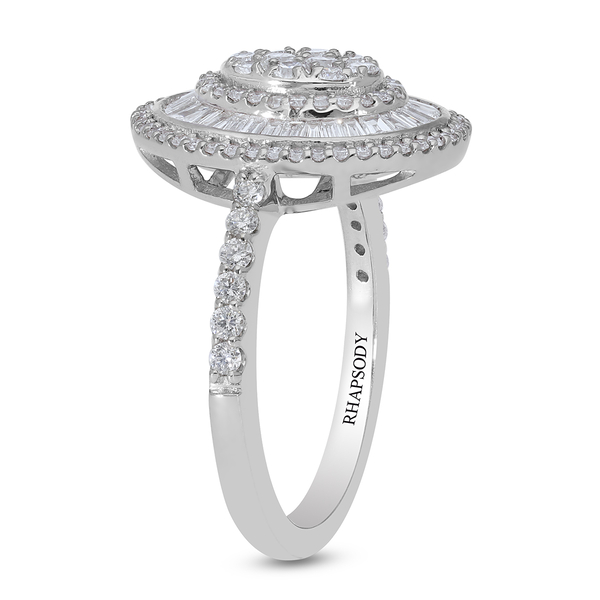 RHAPSODY 950 Platinum IGI Certified Diamond (VS-E-F) Cluster Ring 1.00 Ct, Platinum Wt. 6.58 Gms