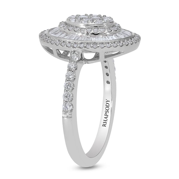 RHAPSODY 950 Platinum IGI Certified Diamond (VS/E-F) Cluster Ring 1.00 Ct, Platinum Wt. 6.20 Gms