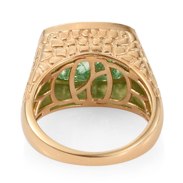 Emerald Green Crackled Quartz (Cush) Ring in 14K Gold Overlay Sterling Silver 10.250 Ct.