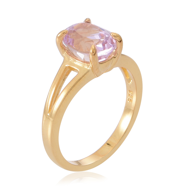 Brazilian Kunzite (Ovl) Solitaire Ring in 14K Gold Overlay Sterling Silver 2.500 Ct.