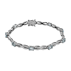 Santa Teresa Aquamarine Bracelet (Size 8) in Rhodium Overlay Sterling Silver 4.00 Ct, Silver wt. 9.3