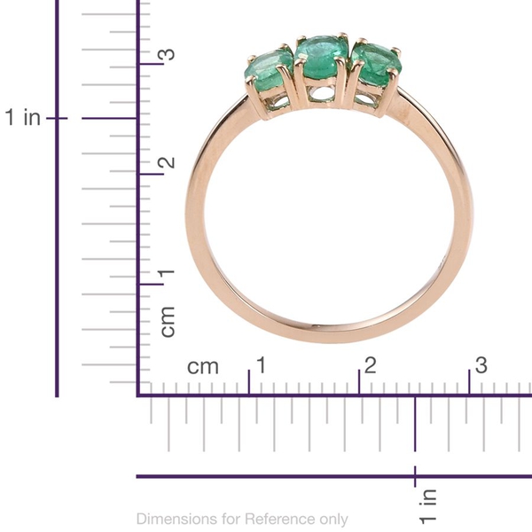 9K Y Gold Boyaca Colombian Emerald (Ovl) 3 Stone Ring 1.000 Ct.