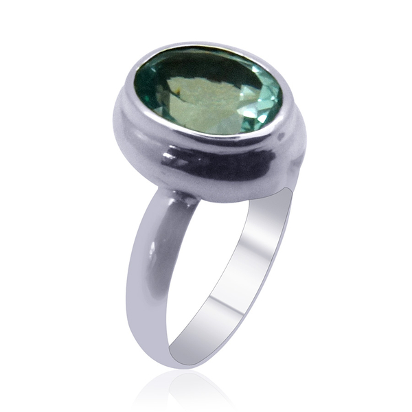 Bali Collection Signity Turquoise Blue Topaz (Ovl) Ring in Sterling Silver 6.470 Ct.