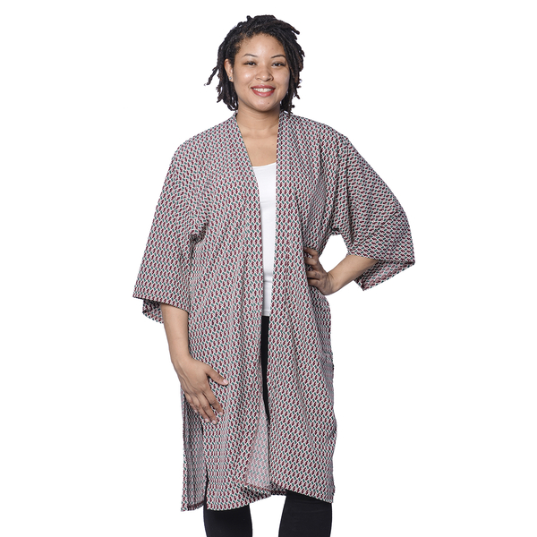 Brown and Green Pattern Duster Long Kimono (Size upto 24)