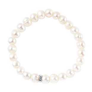 Personalised Engravable Fresh Water Pearl and Ring Bracelet, Size 7" in Silver