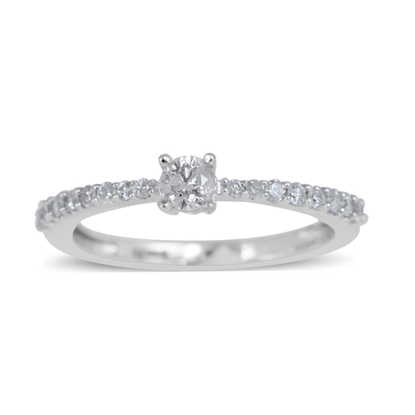 Close Out Deal 14K W Gold IGI Certified Diamond (Rnd 0.25 Ct) (I2/ G-H) Ring 0.500 Ct.