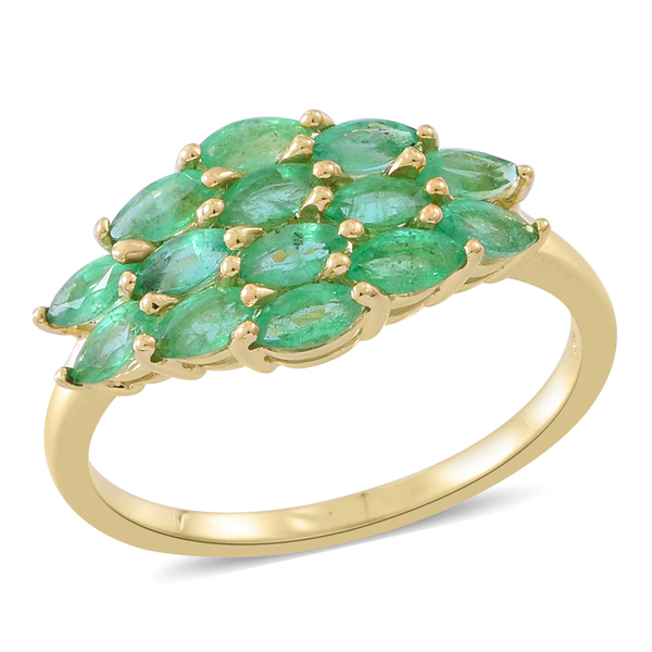2 Carat AA Zambian Emerald Cluster Ring in 9K Gold 2.65 Grams