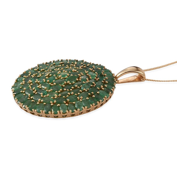 Kagem Zambian Emerald (Ovl) Cluster Pendant With Chain in 14K Gold Overlay Sterling Silver 17.500 Ct.