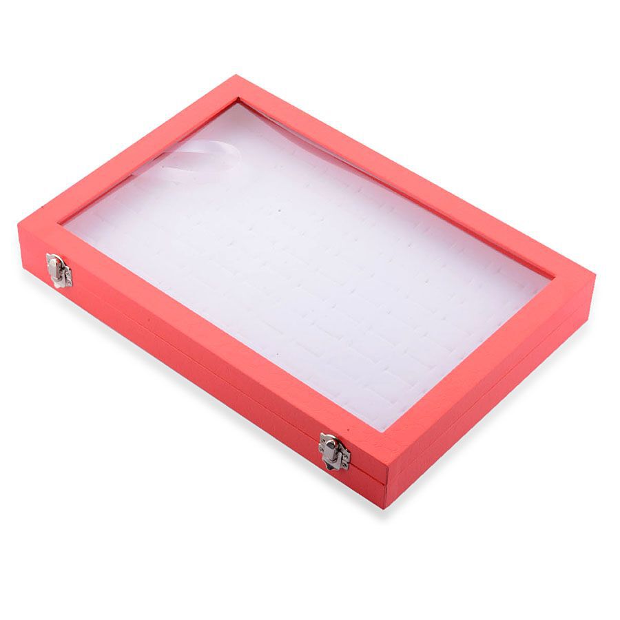 Red Velvet 100 Slot Ring Box (Size 34.5x23.3x4.5 Cm)