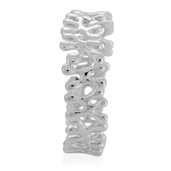 LucyQ Splat Bangle in Rhodium Plated Sterling Silver (Size 7.5 ), Silver wt 69.53 Gms.