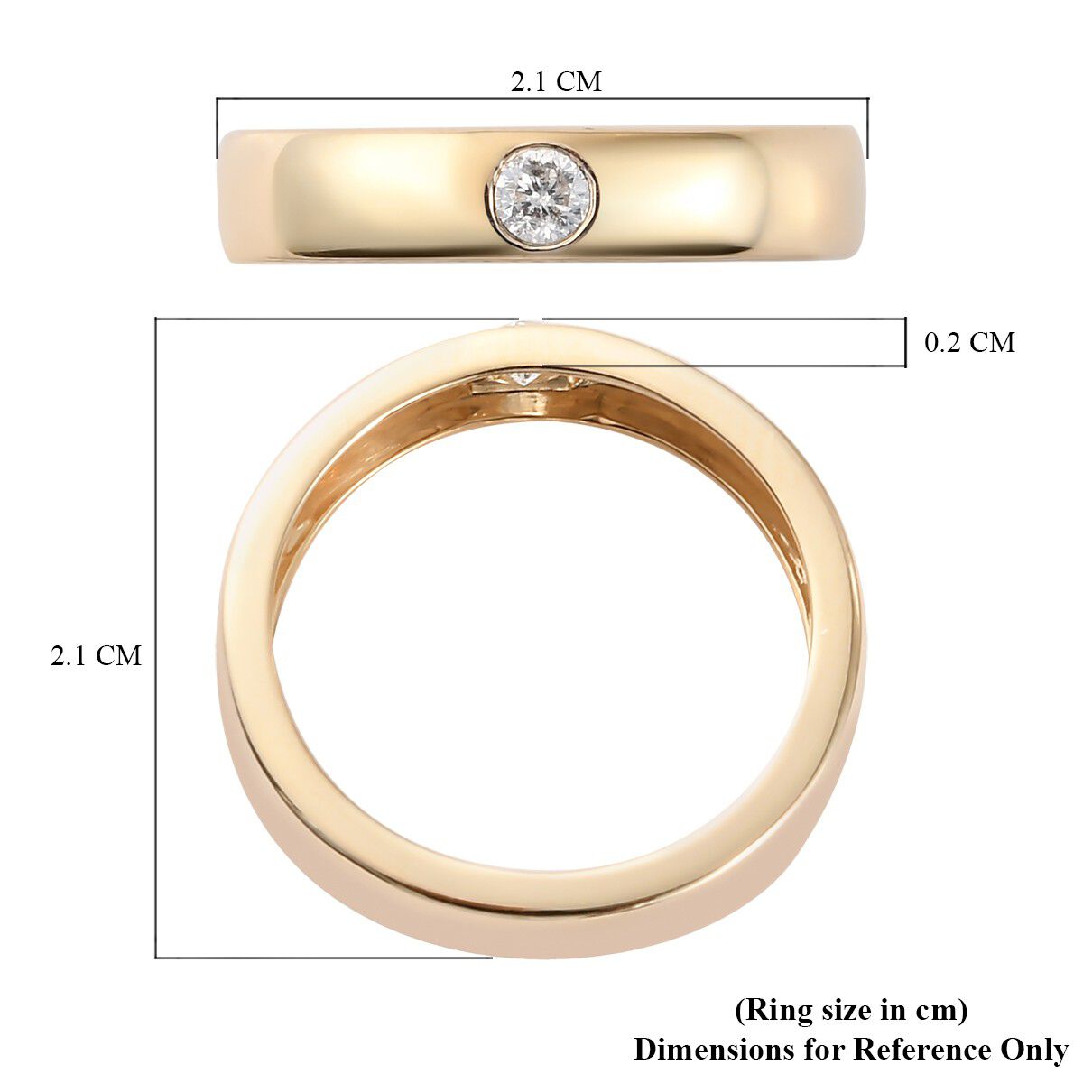 9K Yellow Gold SGL Certified White Diamond (I1/G-H) Flush Setting Band Ring