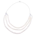 Freshwater Pearl Three Row Necklace (Size - 20) in Platinum Overlay Sterling Silver
