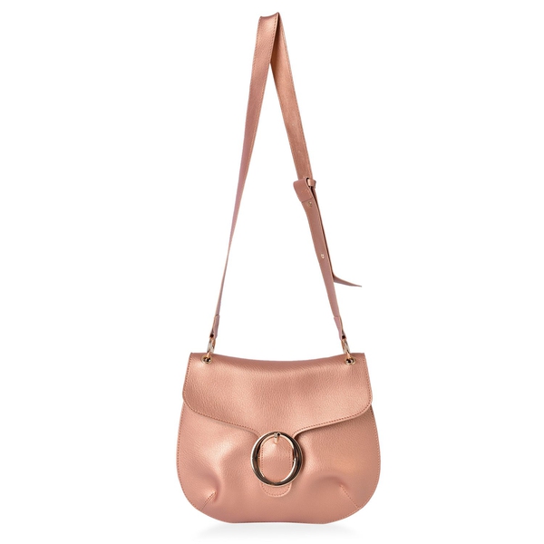 Rose Gold Colour Crossbody Bag with Adjustable Shoulder Strap (Size 29X25 Cm)