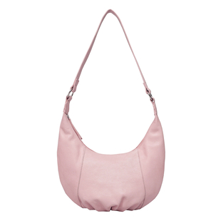 ASSOTS LONDON Luna Genuine Pebble Grain Leather Hobo Shoulder Bag - Pastel Pink