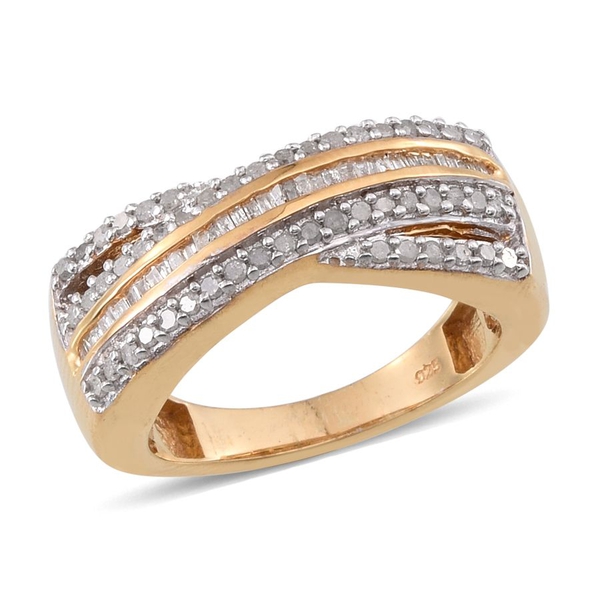 Diamond (Bgt) Ring in 14K Gold Overlay Sterling Silver 0.500 Ct.