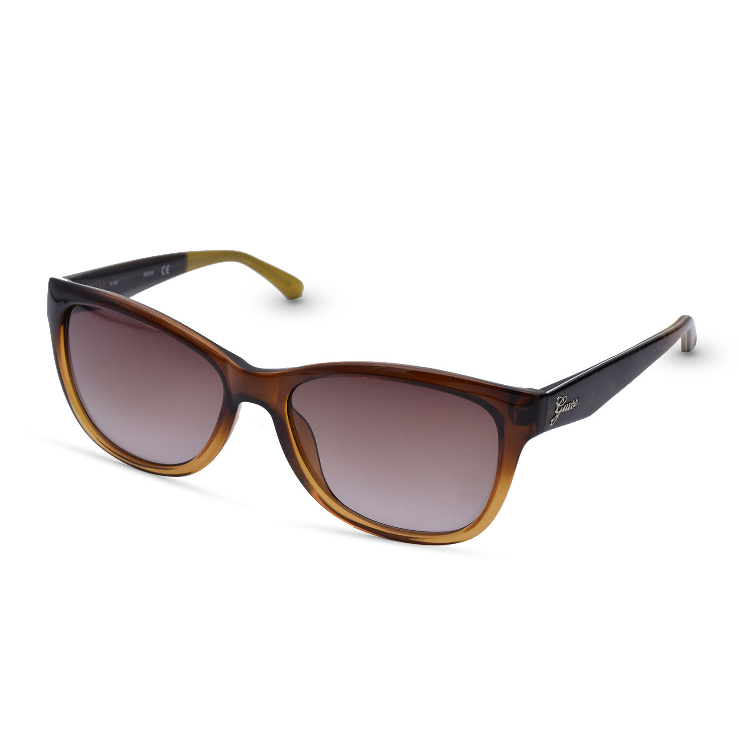 GUESS Brown Square Sunglasses with Brown Gradient Lenses