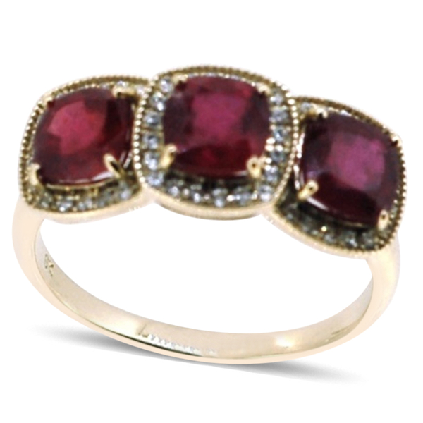 9K Y Gold African Ruby (Cush), Natural Cambodian Zircon Ring 4.740 Ct.