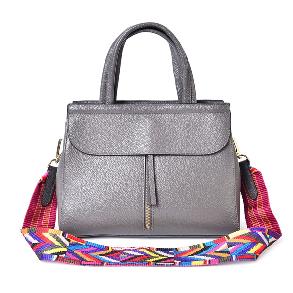 Designer Inspired  - Limited Edition- 100% Genuine Premium Leather Grey Colour Tote Bag with Removab