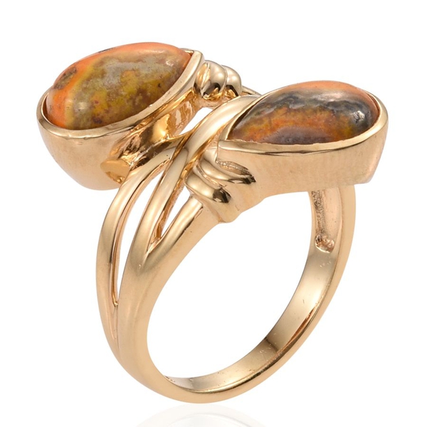 Bumble Bee Jasper (Pear) Crossover Ring in 14K Gold Overlay Sterling Silver 5.500 Ct.
