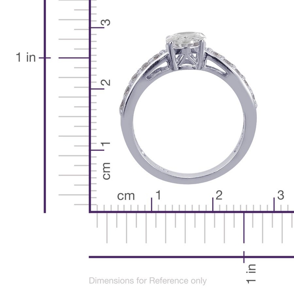 Lustro Stella - Platinum Overlay Sterling Silver (Ovl) Ring Made with Finest CZ 1.510 Ct.