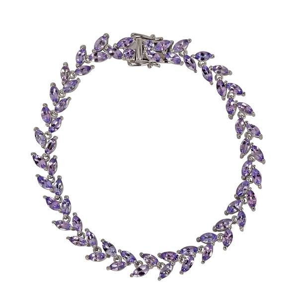 AA Tanzanite (Mrq) Bracelet (Size 7) in Platinum Overlay Sterling Silver 8.250 Ct.