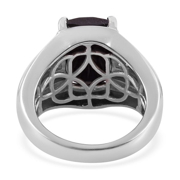 Elite Shungite and Natural Cambodian Zircon Ring in Platinum Overlay Sterling Silver 4.90 Ct, Silver wt. 8.00 Gms