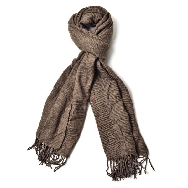 Dark Grey Colour Scarf with Fringes (Size 200x60 Cm)
