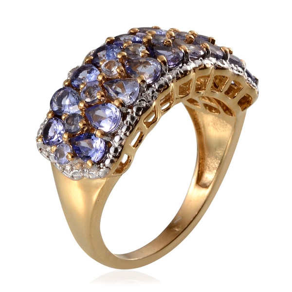 Tanzanite (Pear), Diamond Ring in 14K Gold Overlay Sterling Silver 3.170 Ct.