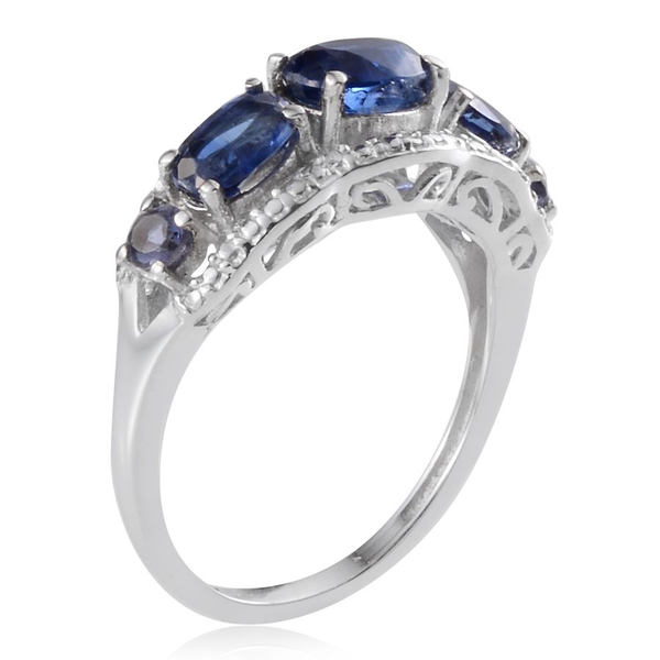 Himalayan Kyanite (Ovl 0.75 Ct), Iolite Ring in Platinum Overlay Sterling Silver 2.000 Ct.