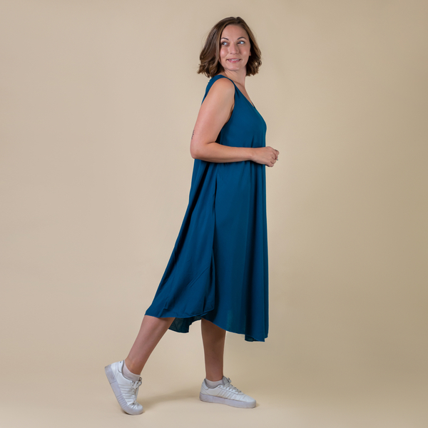 TAMSY 100% Viscose Womens Print Dress (Size:60x105Cm) - Blue - Size 10-22