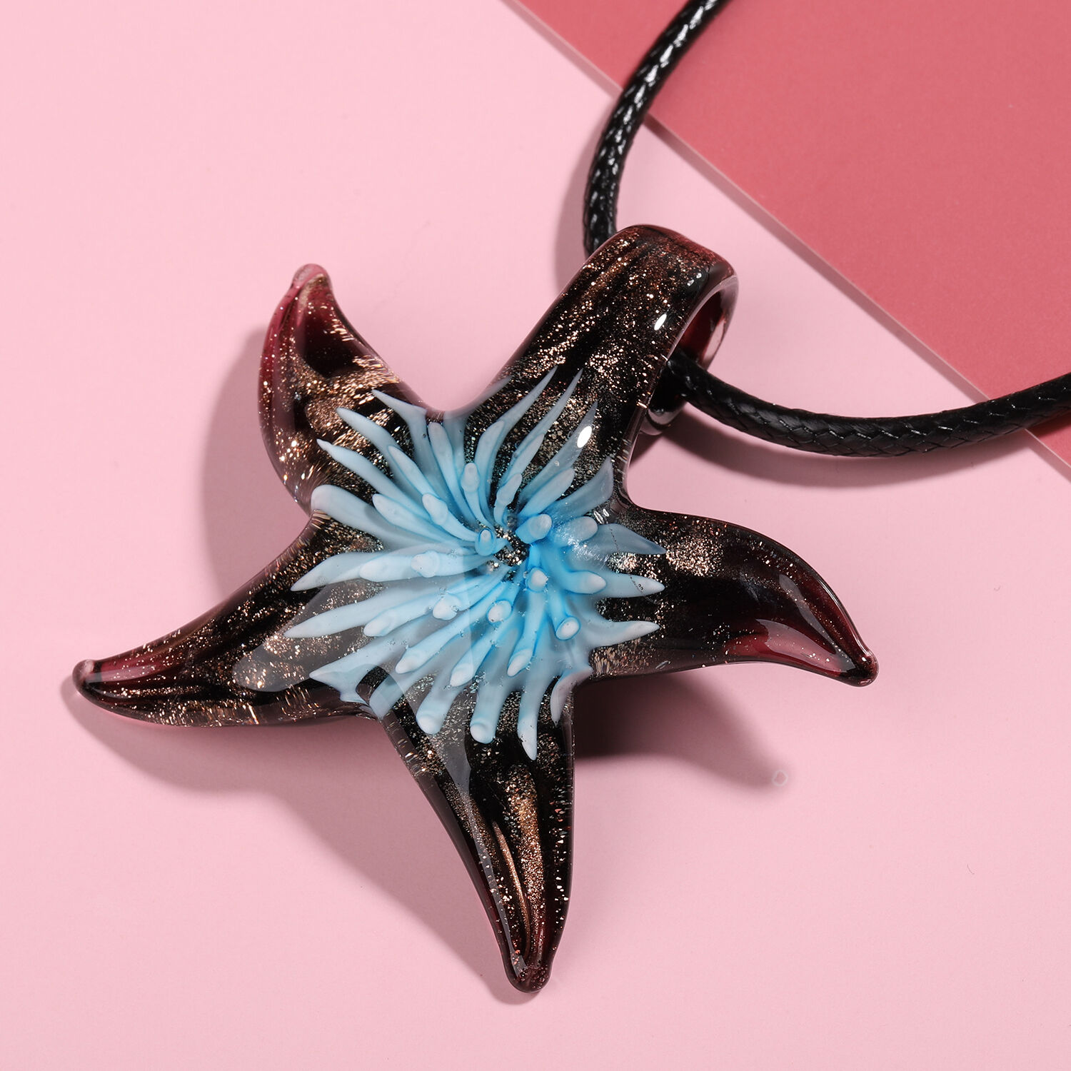 Glass Starfish Pendant with Chain 