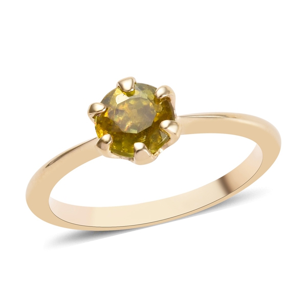 1 Carat AA Sava Sphene Solitaire Ring in 9K Yellow Gold