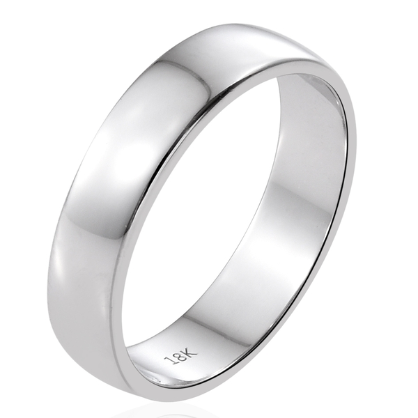 Heavy D Shape 5mm Wedding Band Ring in 18K White Gold 5.55 gms