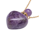 Amethyst Heart Shaped Perfume Bottle Necklace (Size 22) in Yellow Gold Tone 453.00 Ct.