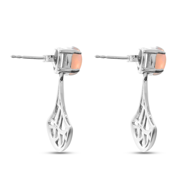 Ethiopian Welo Opal Dangling Earrings (With Push Back) in Rhodium Overlay Sterling Silver 1.12 Ct.