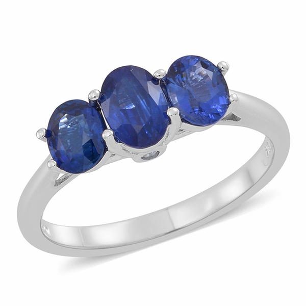 ILIANA 18K W Gold AAA Ceylon Blue Sapphire (Ovl), Diamond (SI/G-H) Ring 2.000 Ct.
