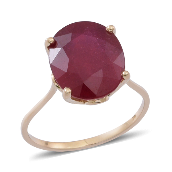9K Y Gold African Ruby (Ovl) Solitaire Ring 6.500 Ct.
